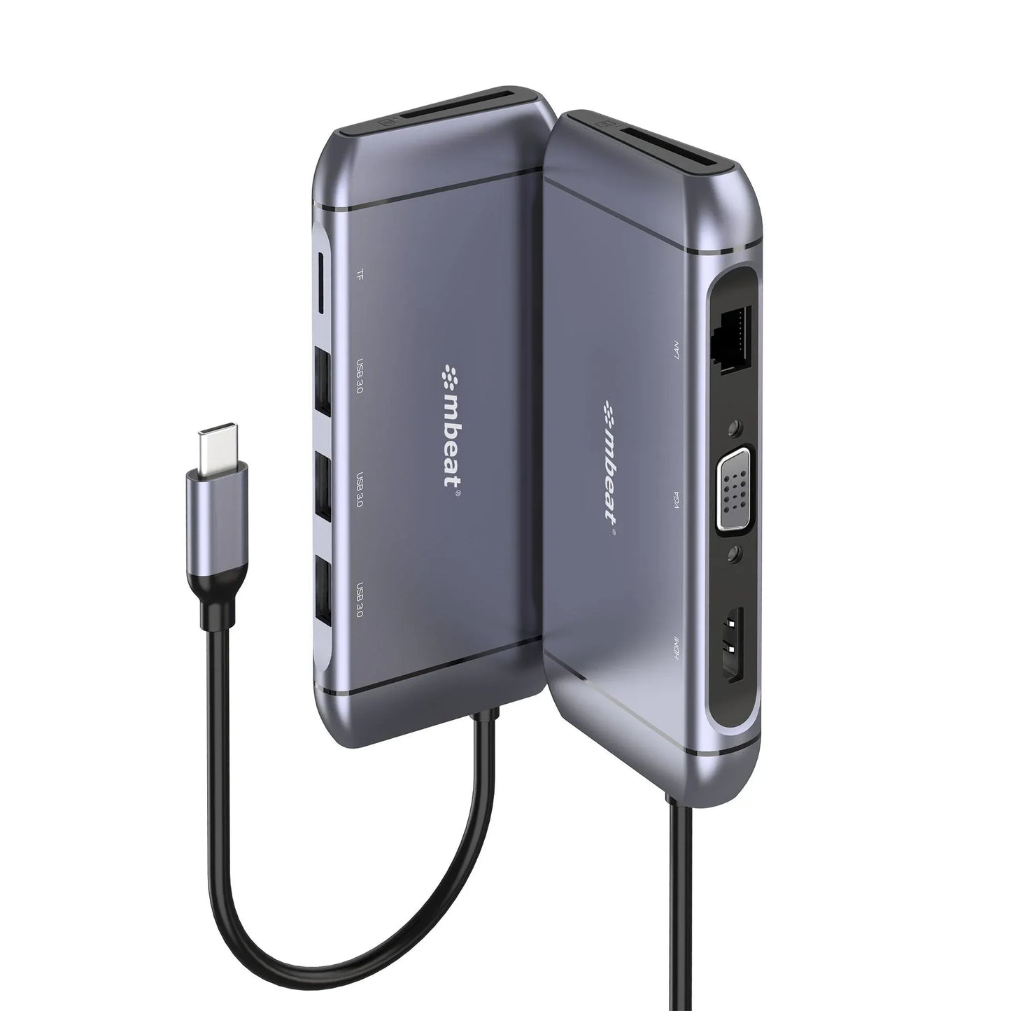mbeat® Elite X9 9-in-1 Multifunction USB-C Docking Station 1x HDMI, 1x VGA 1x USB-C Power Delivery 100W, 3x USB 3.0, MicroSD/SD Card