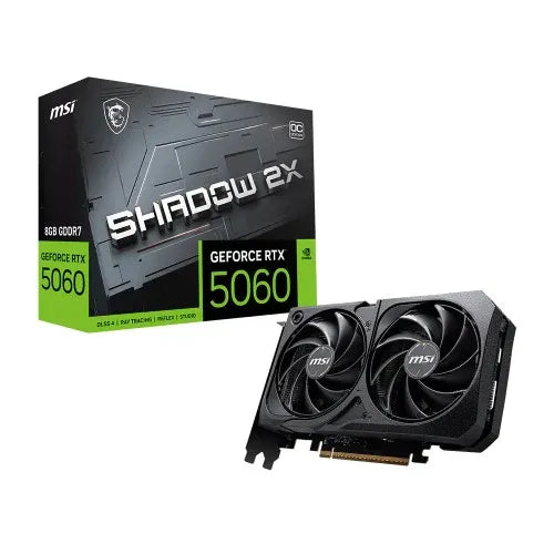 MSI nVidia GeForce RTX 5060 8G SHADOW 2X OC, PCI Express® Gen 5 x16, Boost: 2527 MHz, CUDA 3840 Units, 8GB GDDR7, . HDMI™ x 1