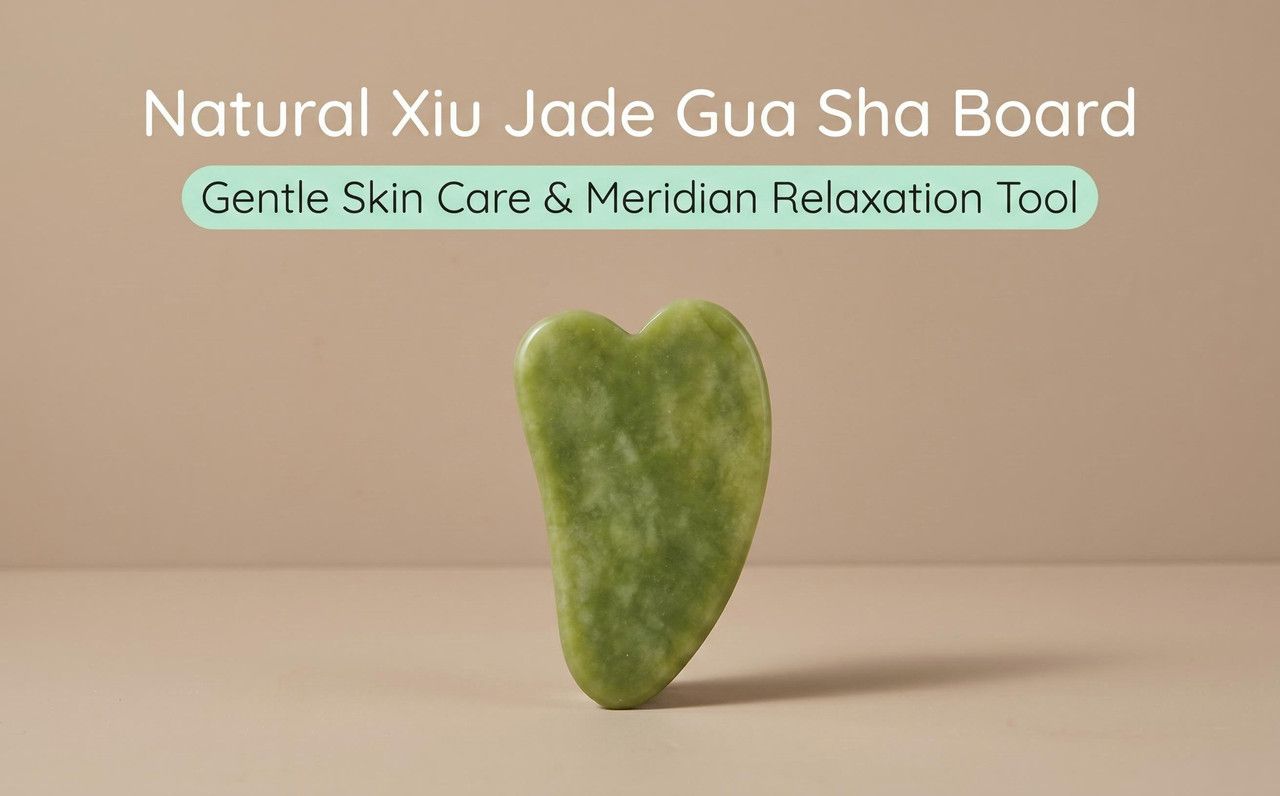 Natural Xiuyu Jade Heart‑Shaped Gua Sha Board（10 pieces）