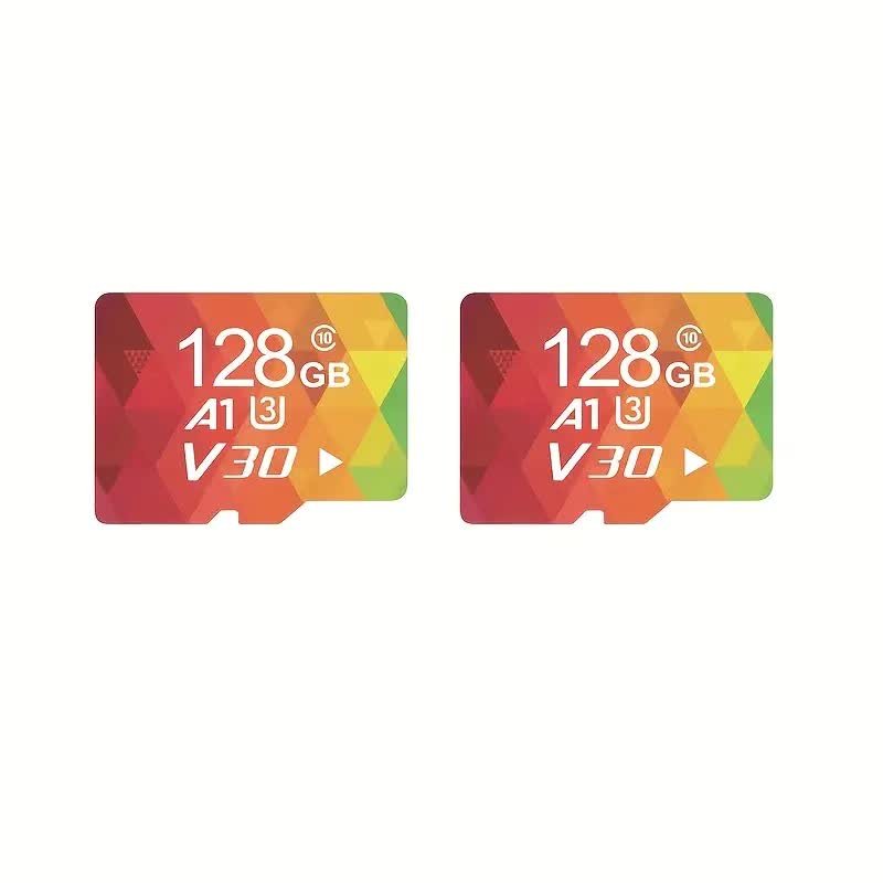 2PCS 128G Memory Cards, U3 A1 Class 10, Up To 100MB/s, Micro SD TF For Security Monitor/Full HD Video Recording/Tablet/Phone/ Surveillance Camera/Dash Camera/Car Speaker/Game Console