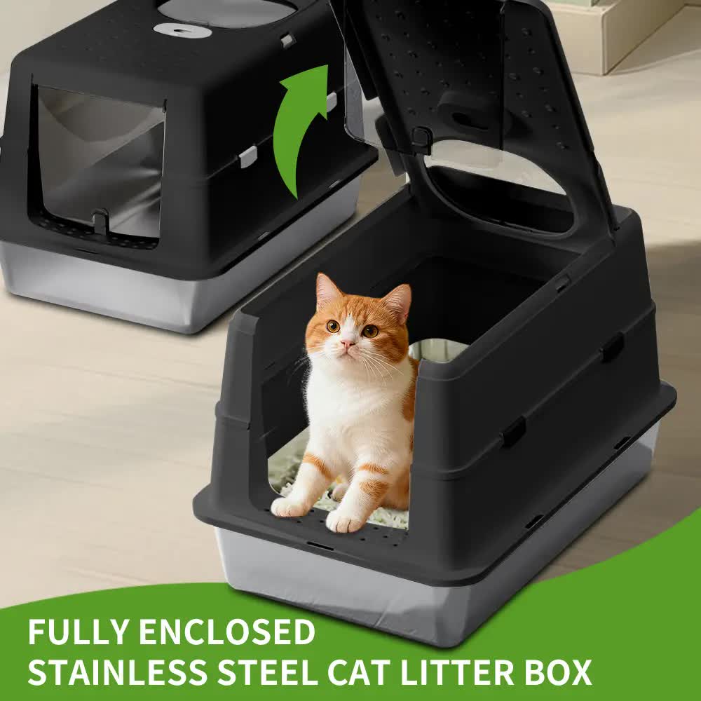 Extra Large Hooded Cat Litter Box，Top Entry Enclosed Potty with Deep Drawer, Anti-Splashing Cat Toilet Loo for Big Cats