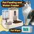 2-in-1 Automatic Pet Feeder Water Dispenser, Large Capacity Cat Dog Food Bowl with Auto Refill, Anti-clog Dry Wet Separation Pet Feeding Station + Free Pet Wipes