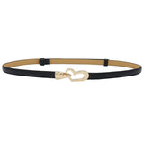2-Pack Black Adjustable Skinny Belt with Heart Buckle