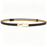 2-Pack Dark-Brown Adjustable Skinny Belt with Heart Buckle
