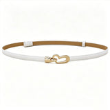 2-Pack White Adjustable Skinny Belt with Heart Buckle