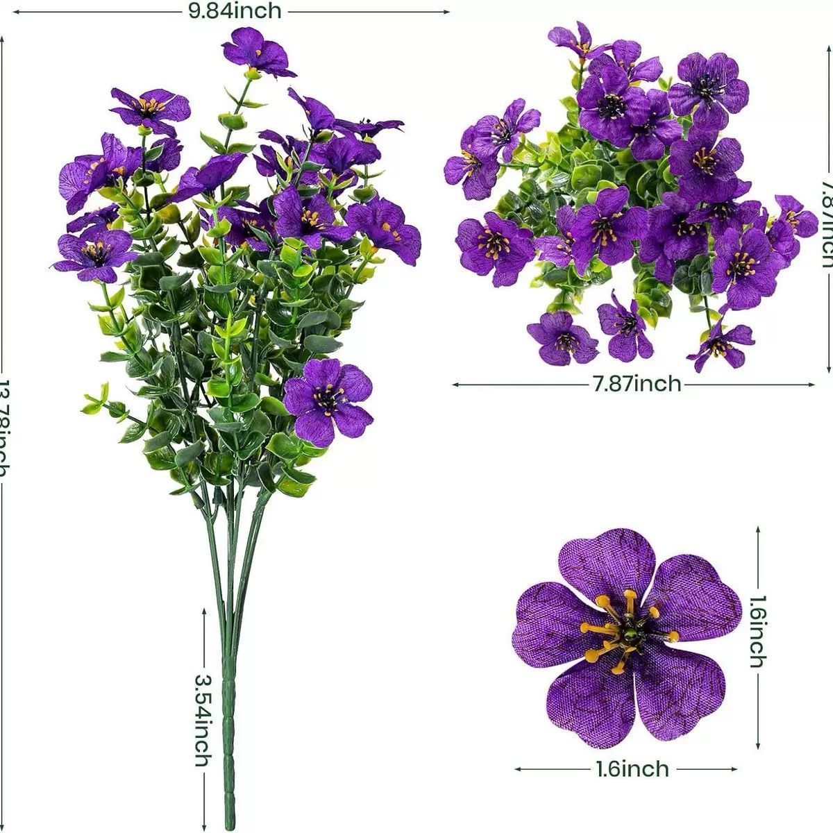 7 Heads 35 Mesh Eucalyptus Violet Deep Purple 21 Bunches