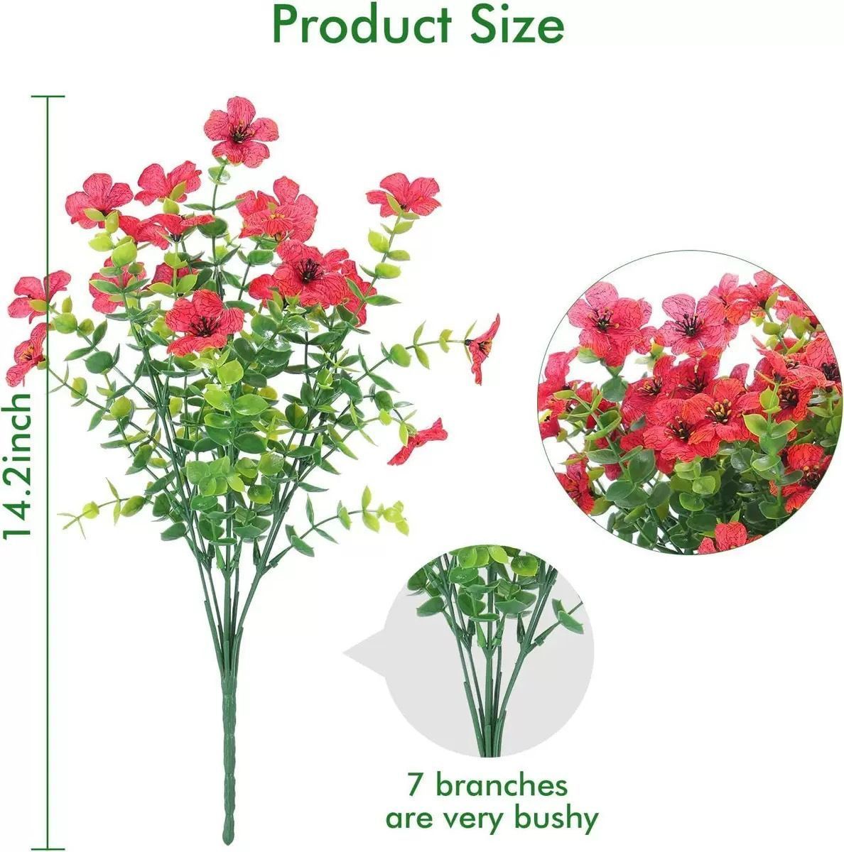 7 Heads 35 Mesh Eucalyptus Violet Red 21 Bunches