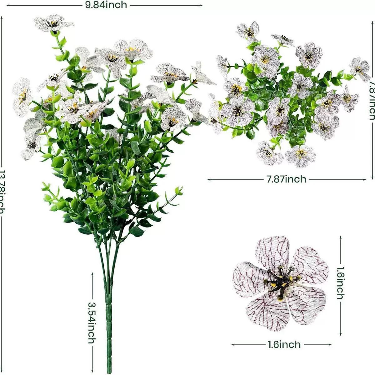 7 Heads 35 Mesh Eucalyptus Violet White 21 Bunches