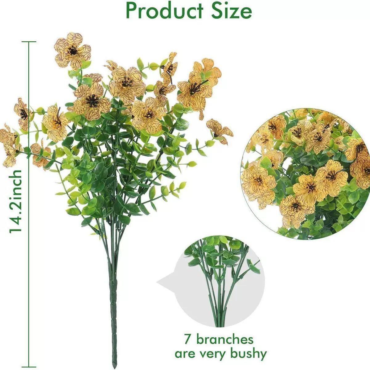 7 Heads 35 Mesh Eucalyptus Violet Yellow 21 Bunches