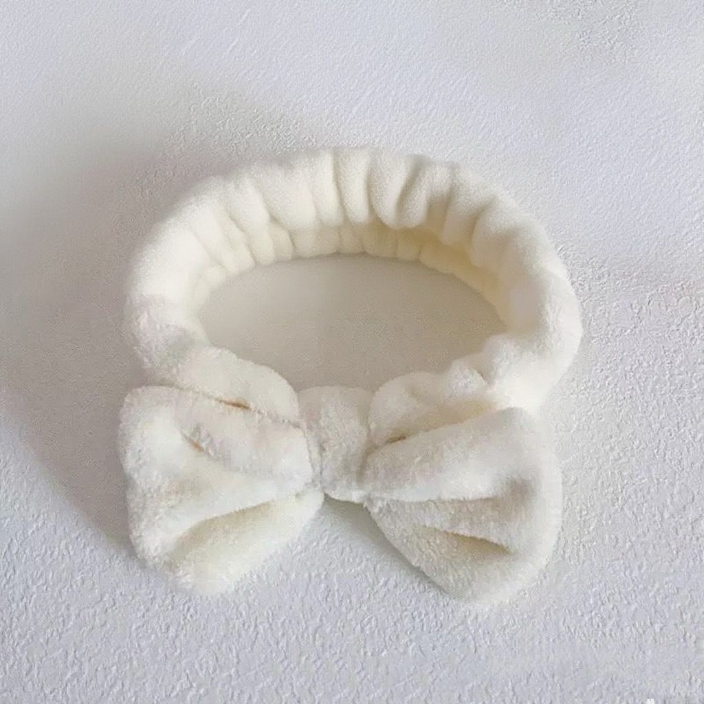 Autumn/Winter Plush Bow Headband Milky White