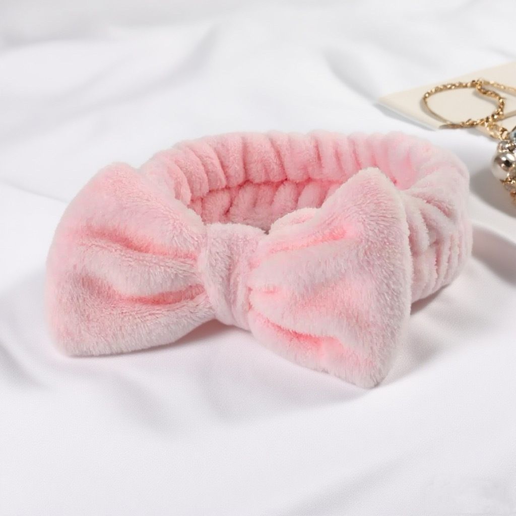 Autumn/Winter Plush Bow Headband Pink