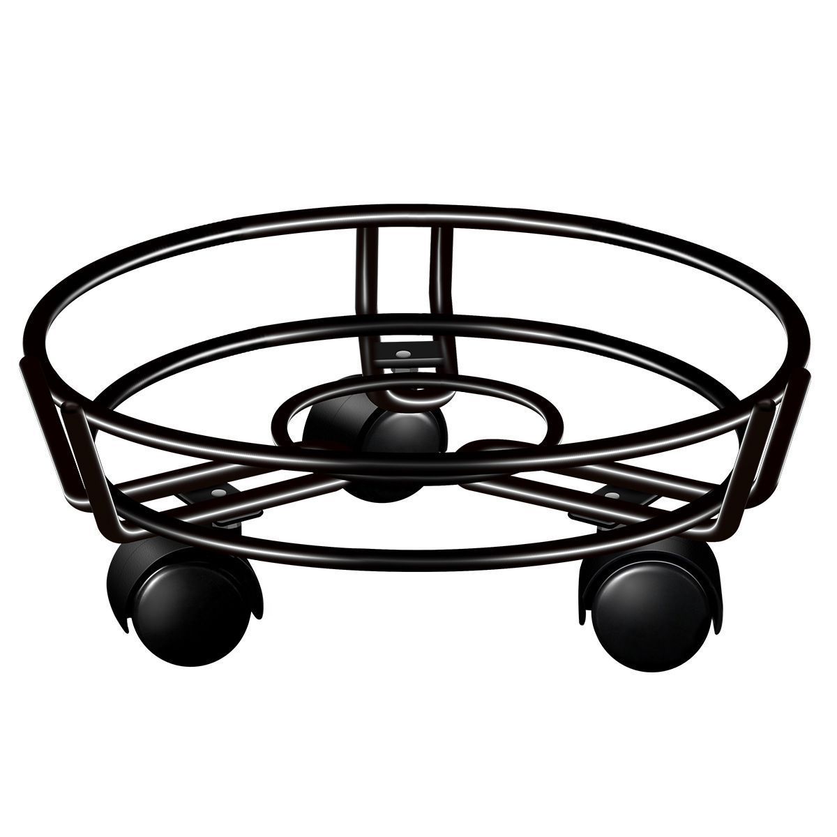 Black Round Movable Plant Caddy with Wheels