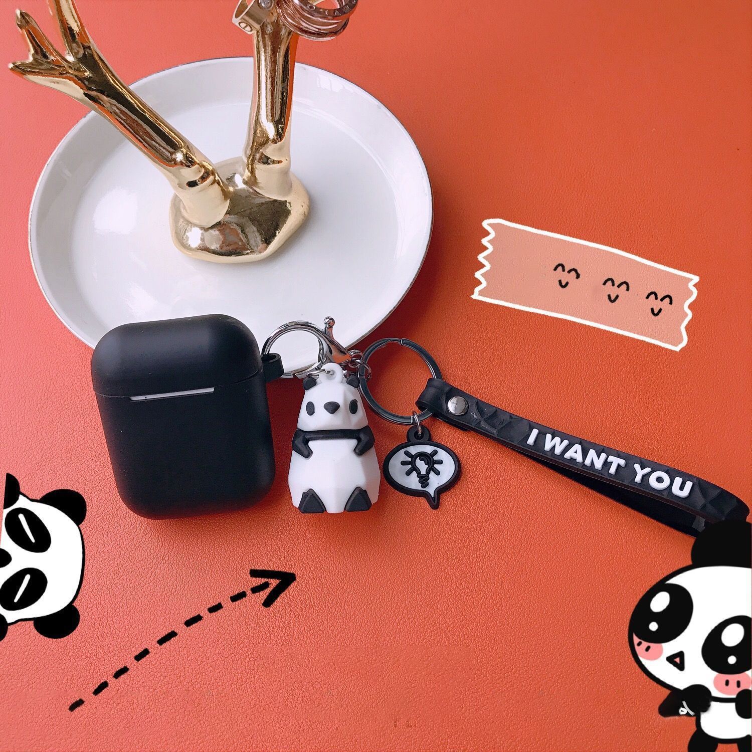 Black set + geometric panda Apple AirPods pro