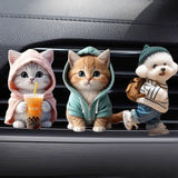 [VentStyle]BlueHoodieKitten+PinkMilkTeaKitten+BackpackPuppy-3-PieceSet