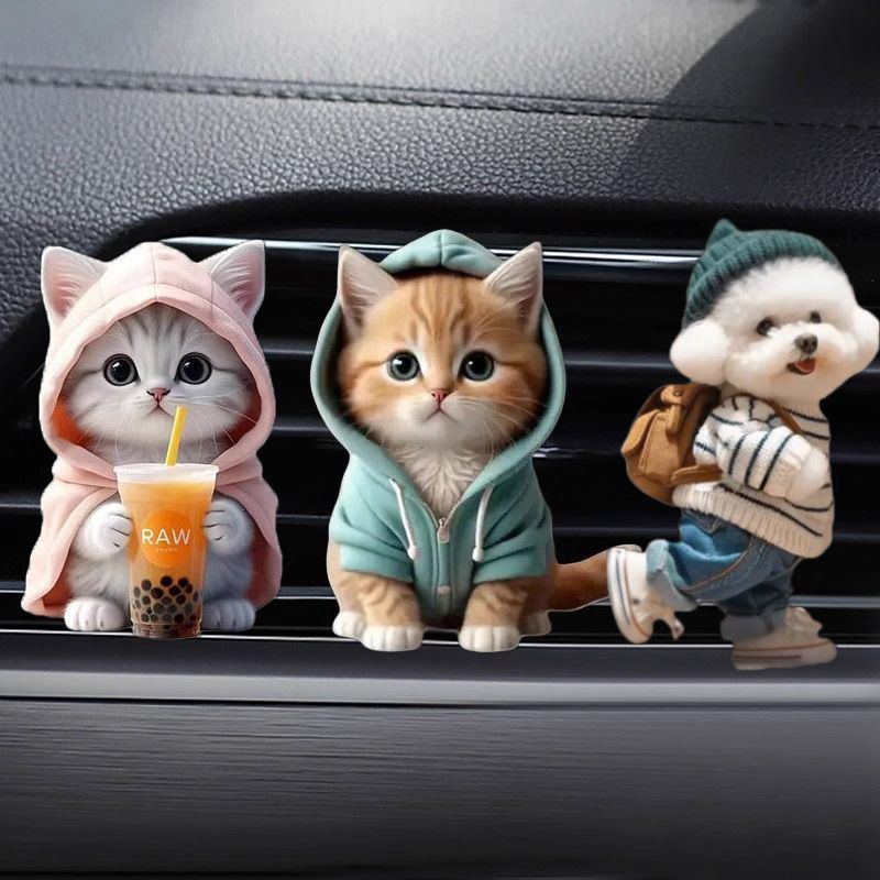 [VentStyle]BlueHoodieKitten+PinkMilkTeaKitten+BackpackPuppy-3-PieceSet