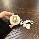 Bow Brown Bear [Beige Shell] + Beige Bear Chain AirPods 2