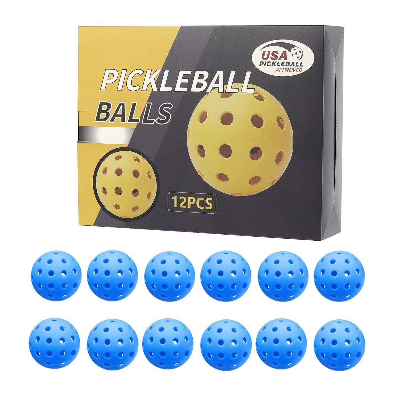 Durable Blue Pickleballs 40-Holes 12-Pack (Color Box)