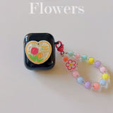 Floral patches + black base shell + colorful bracelet AirPods Pro