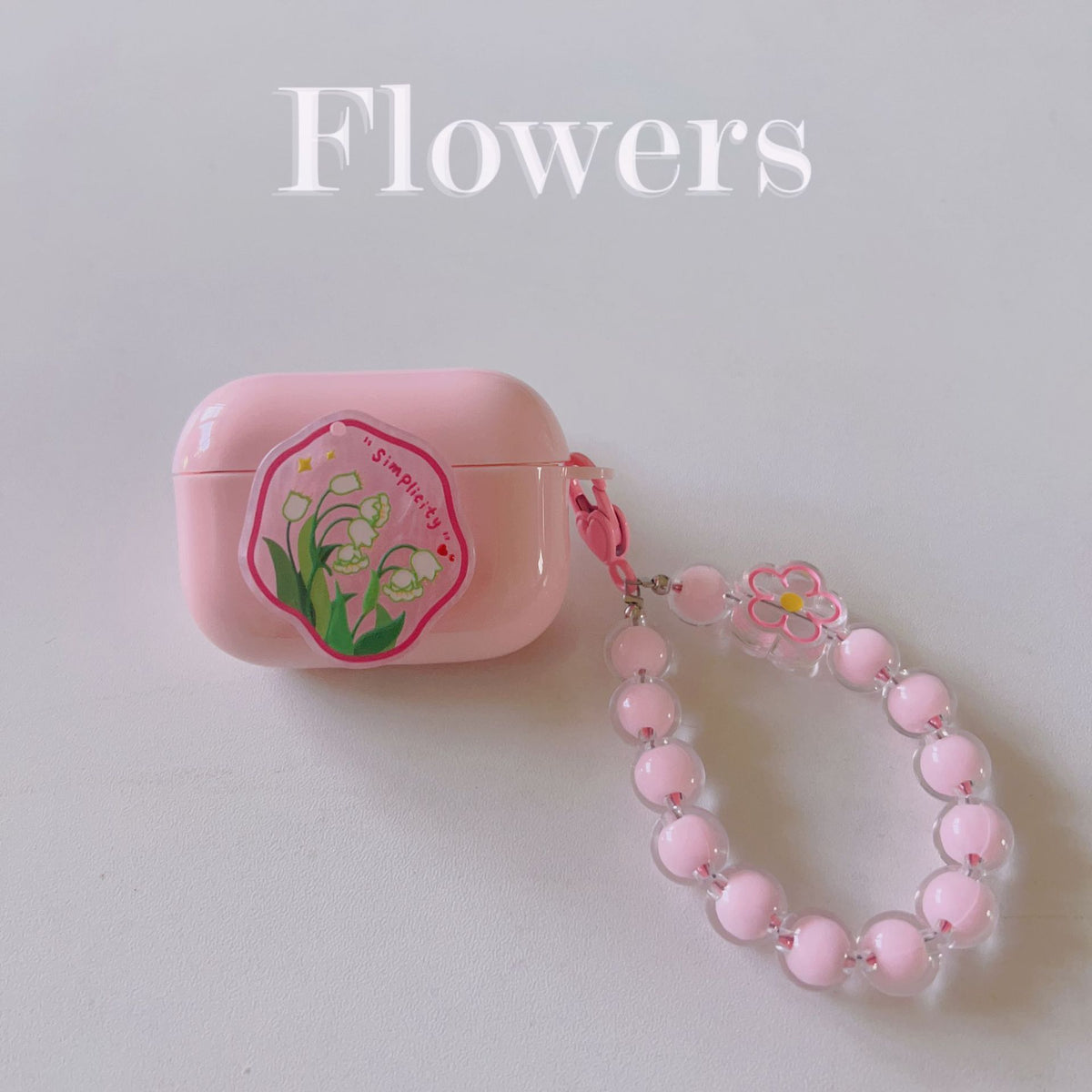 Floral patches + pink base shell + pink bracelet Apple AirPods Pro 2