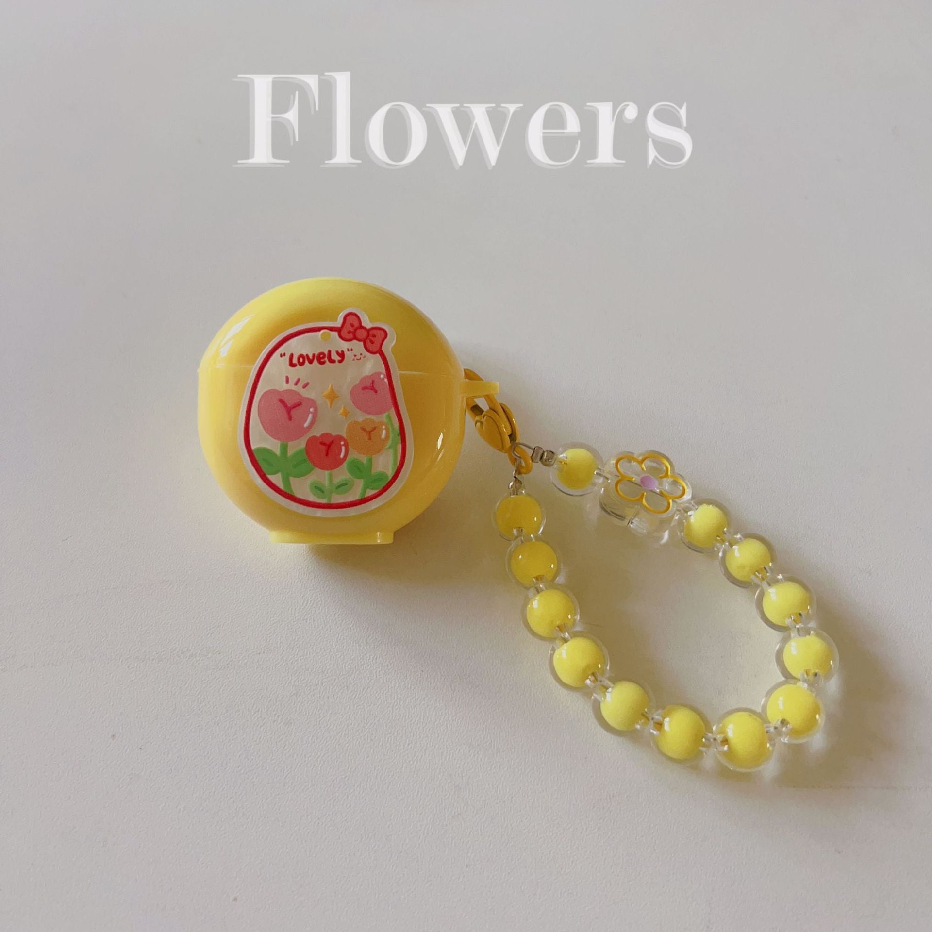 Floral patches + yellow base shell + yellow bracelet AirPods Pro 2