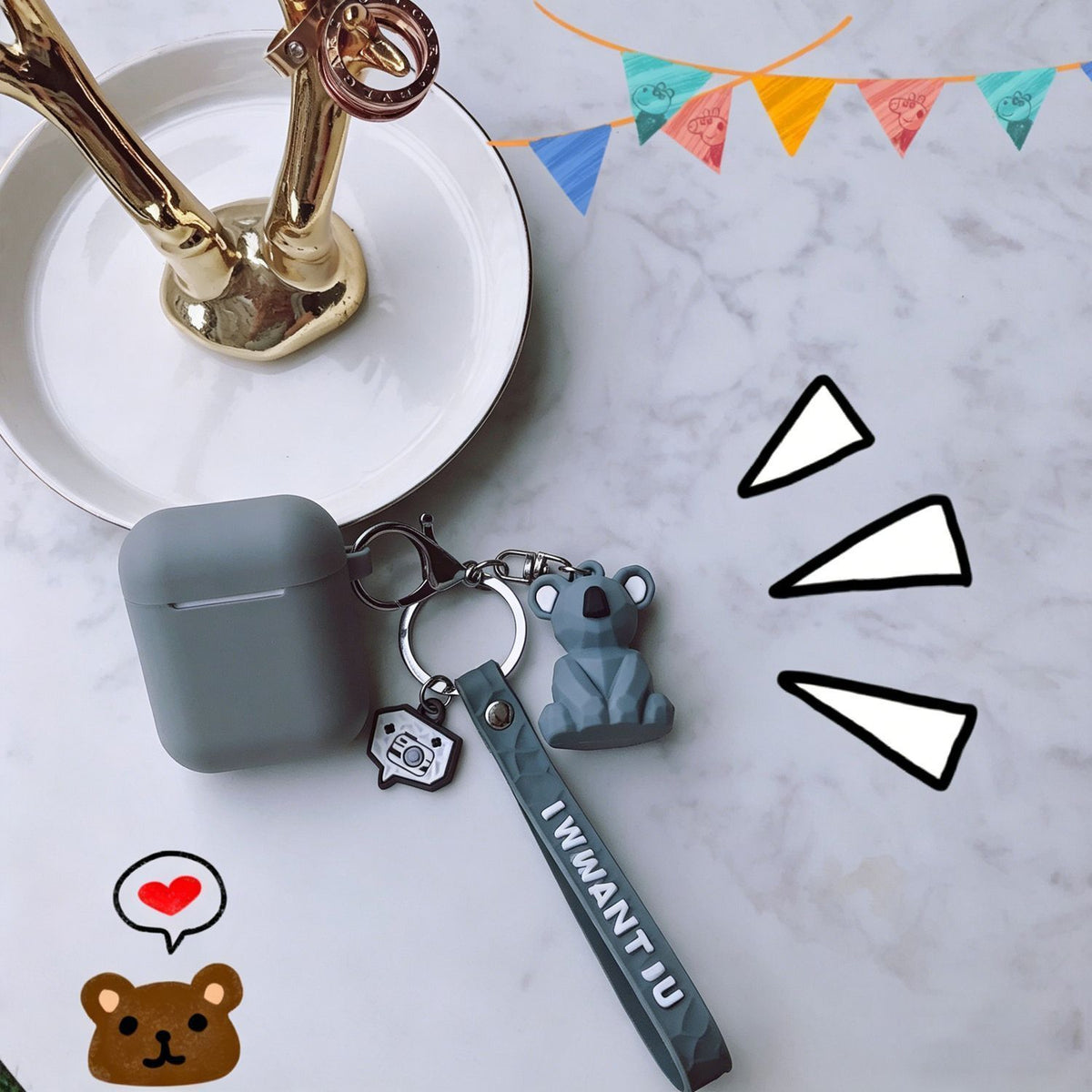 Grey set + Geometric Koala Apple AirPods pro