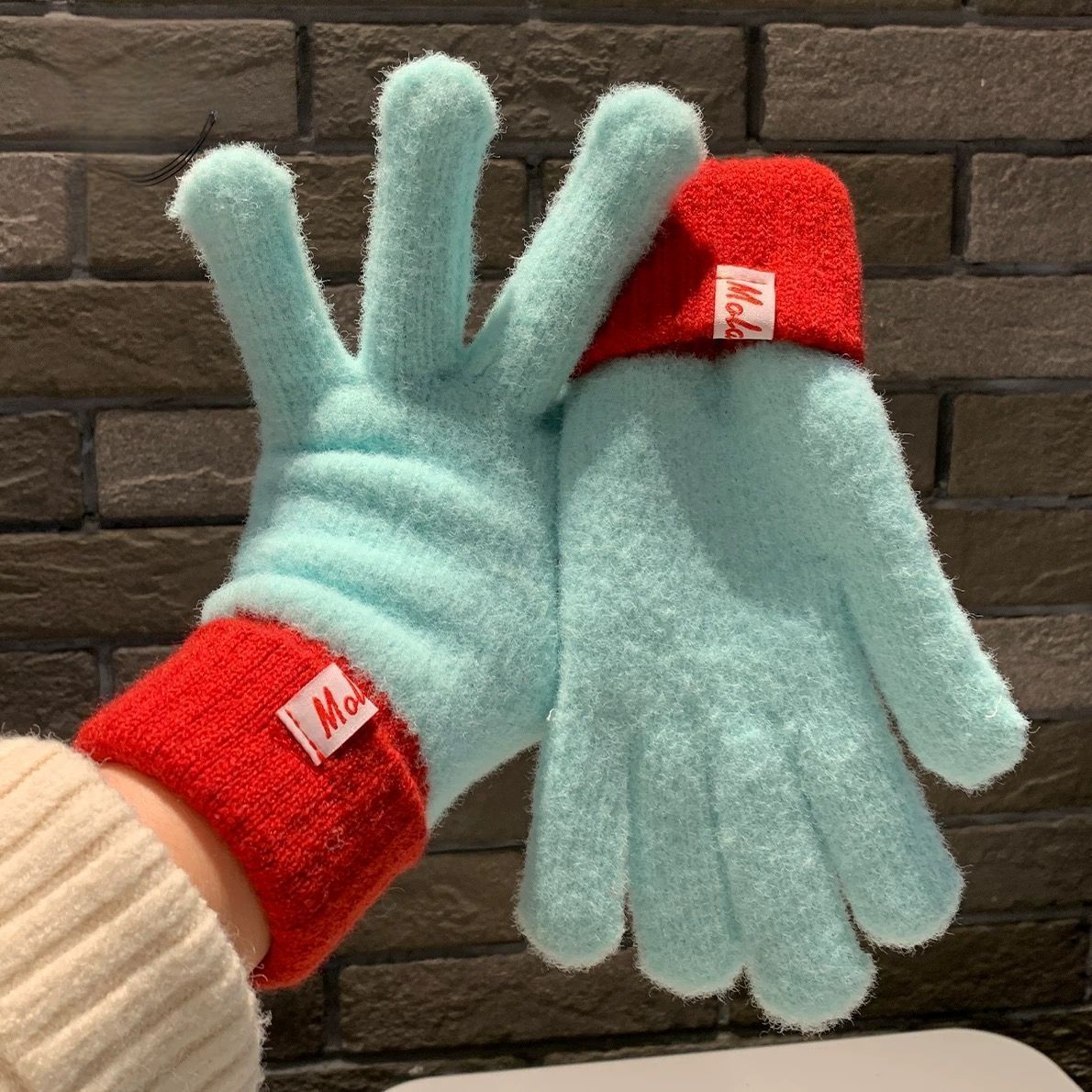 Knit Gloves Lake Blue