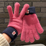 Knit Gloves Rose Red