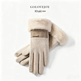 Ladies Winter Warm Cashmere Gloves DY50 Khaki