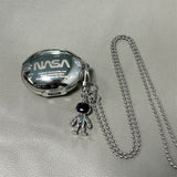 Laser Engraved Astronaut + Matching Keychain + Necklace AirPods pro