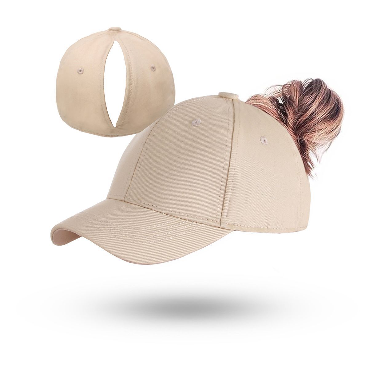 Magnetic Ponytail Cap Beige