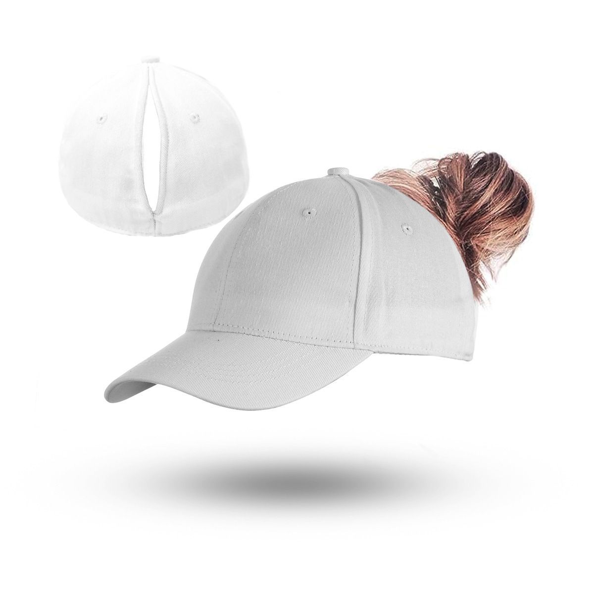 Magnetic Ponytail Cap Cotton Mesh White