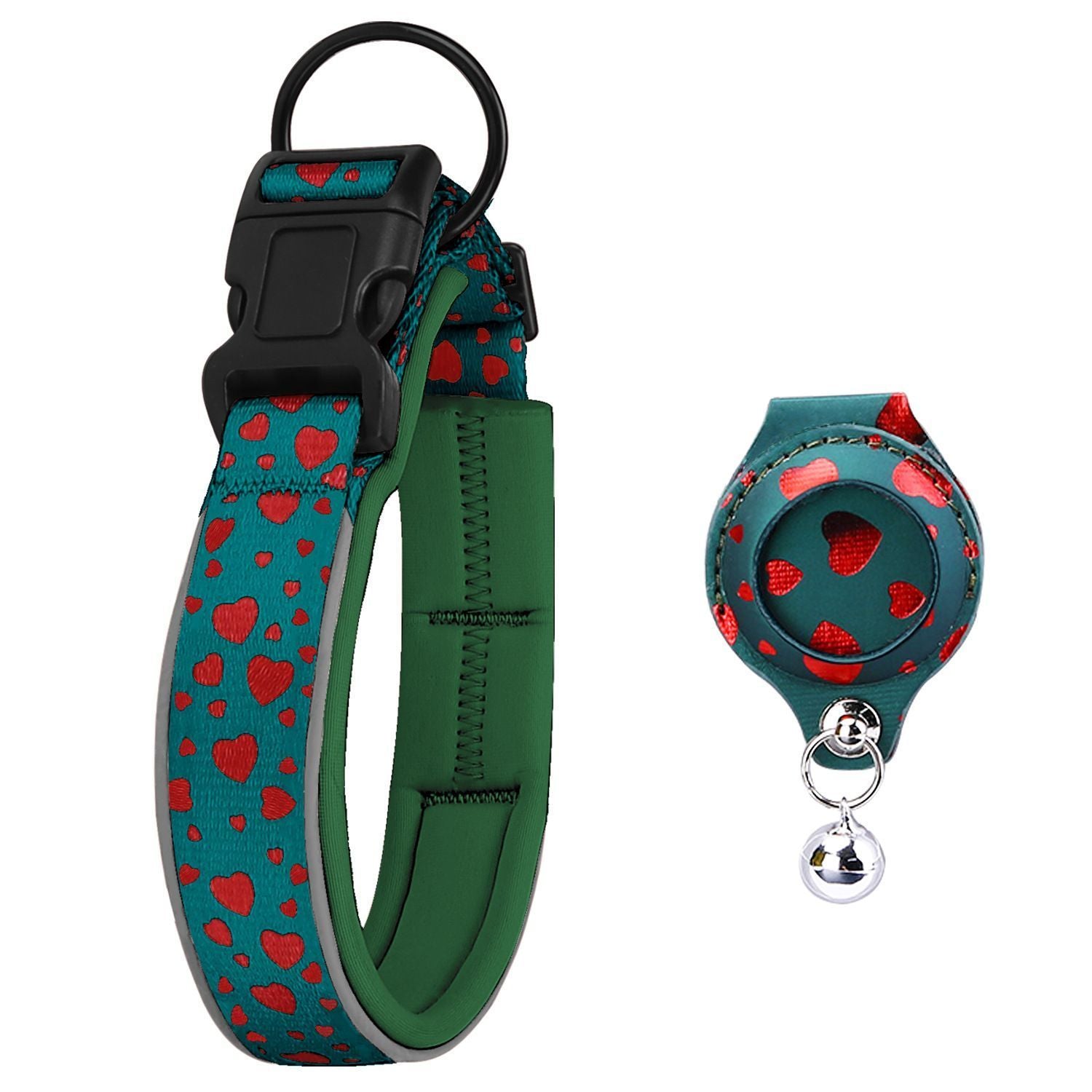 Pet positioning collar-Heart Green 1Pair1-M-without locator
