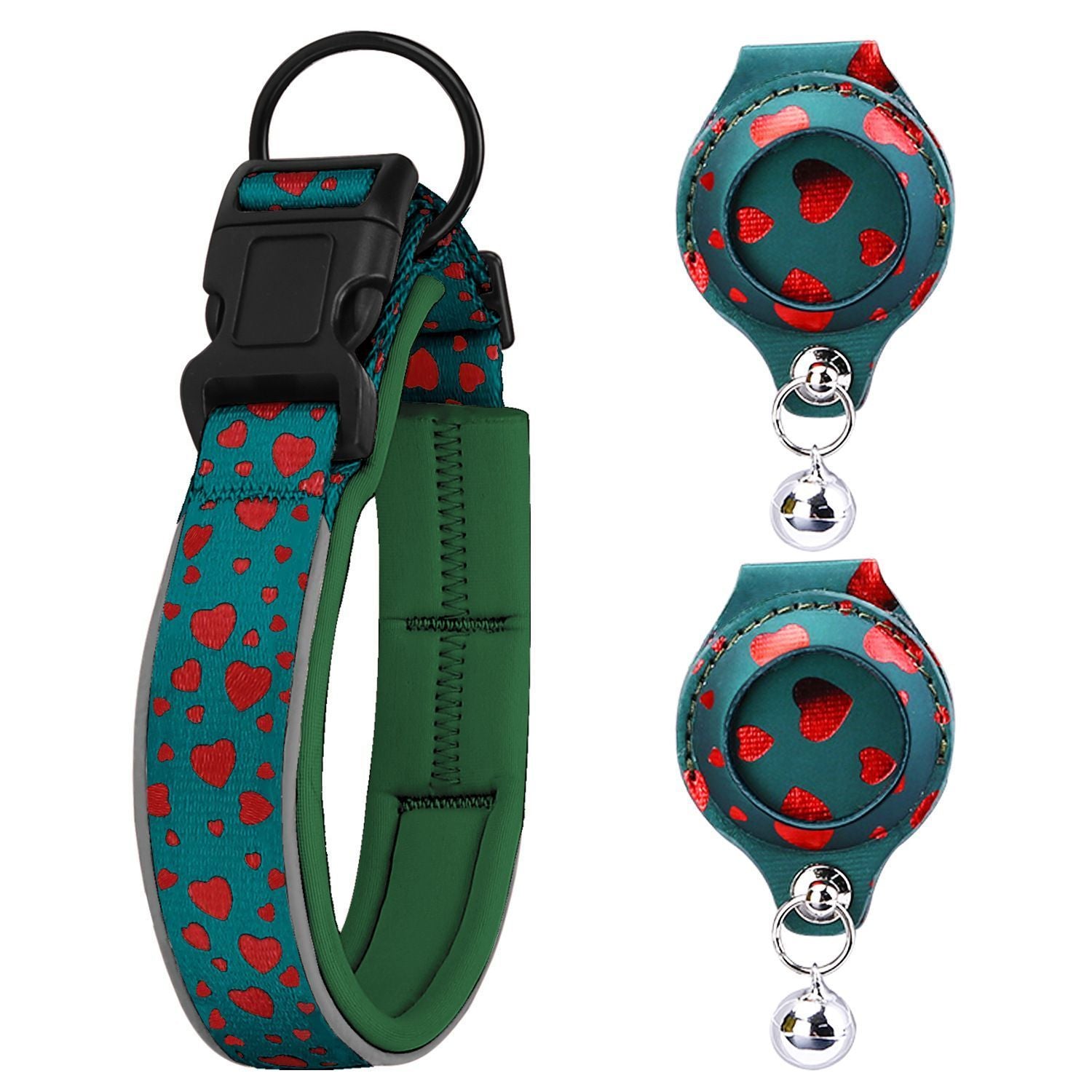Pet positioning collar-Heart Green 1Pair2-XL-without locator