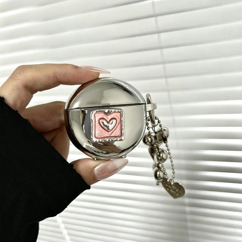 Pink Framed Heart Plated Case + 3 Heart Pendants AirPods 2
