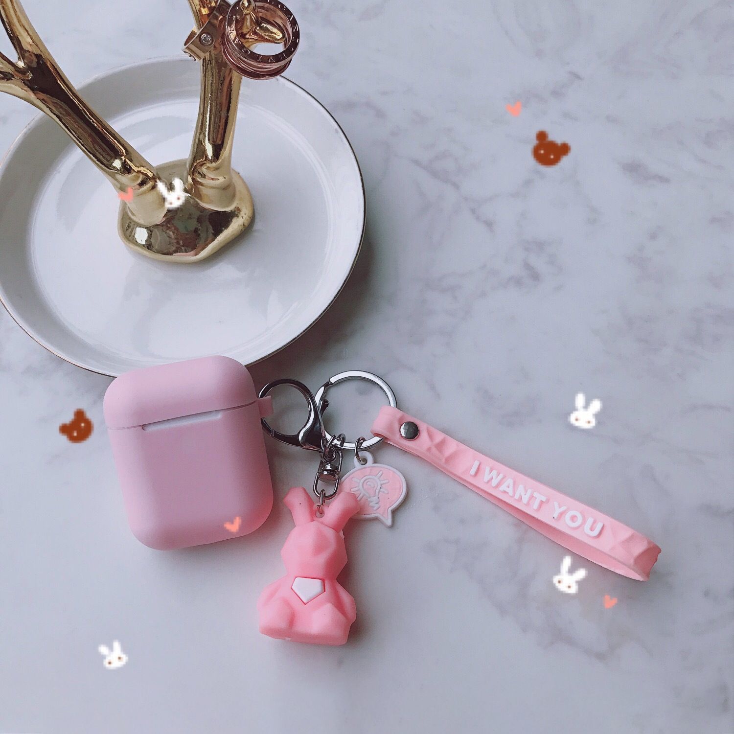 Pink set + geometric rabbit Apple AirPods 3