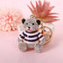 Purple Stripe Crystal Bear Keychain Cute Alloy Keyring Gift 2-Pack
