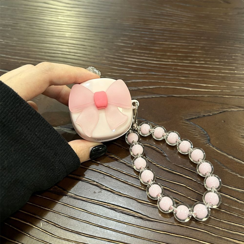 Semi-transparent bow [pink shell] + pink bead bracelet AirPods 3