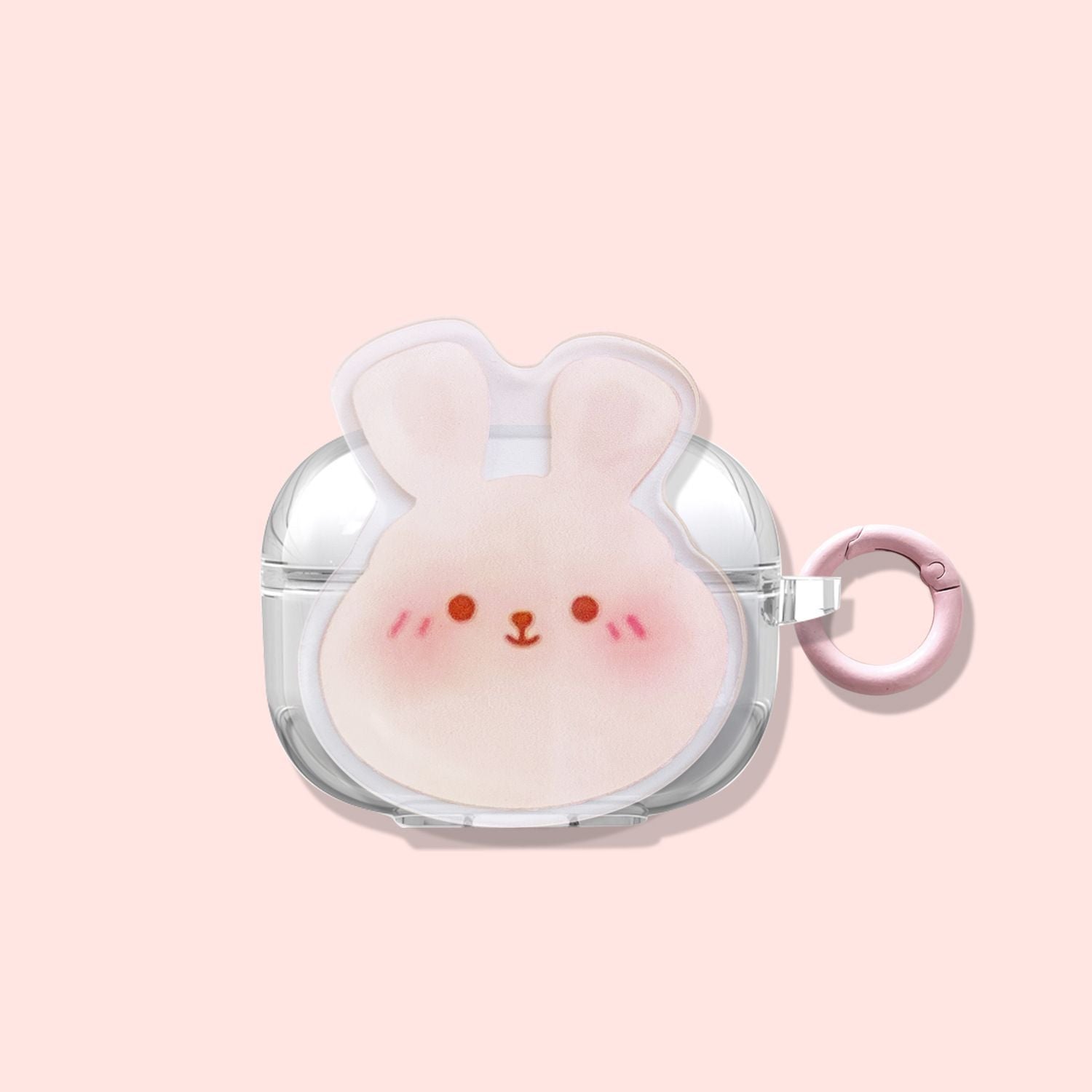Shy Pink-faced Rabbit + Round Ring Apple Airpods 3