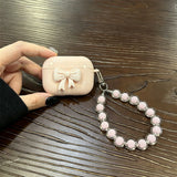 Small pink bow [pink shell] + pink bead bracelet AirPods 2