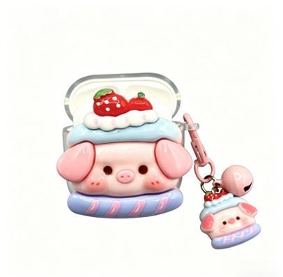Strawberry Hat Pig Bluetooth Earphone Case + pendant AirPods Pro 2