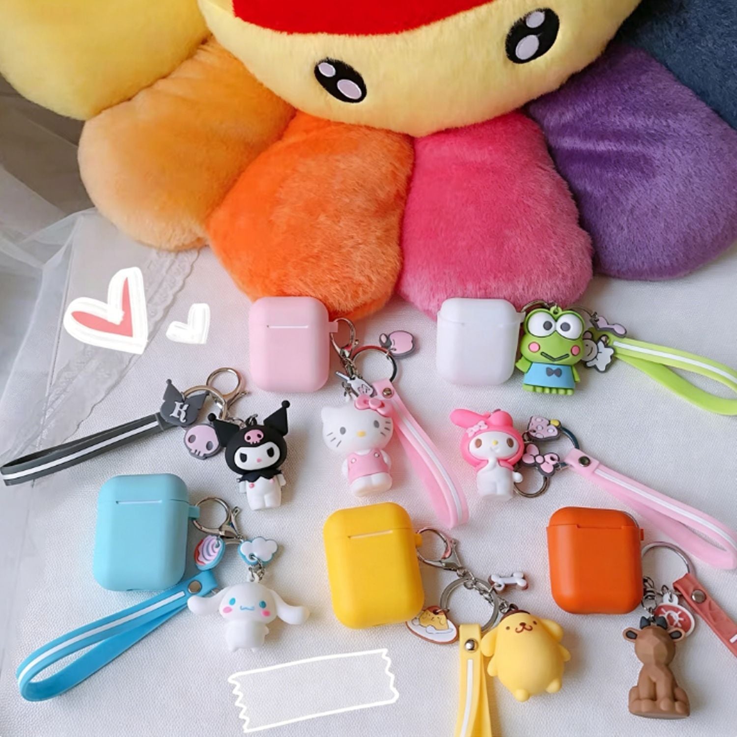 white case + white big ear dog pendant Apple AirPods 3