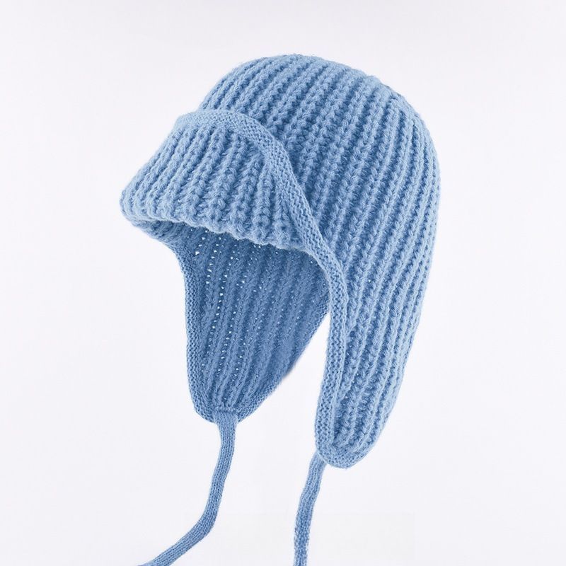 Women Plain Aviator Hat with Earflaps Blue