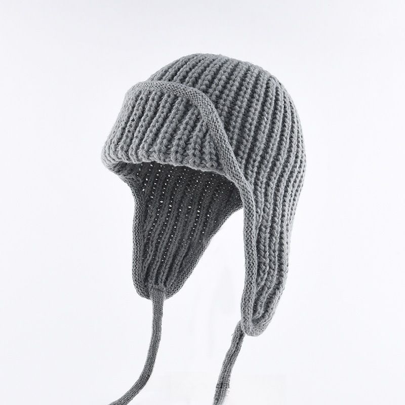 Women Plain Aviator Hat with Earflaps Gray