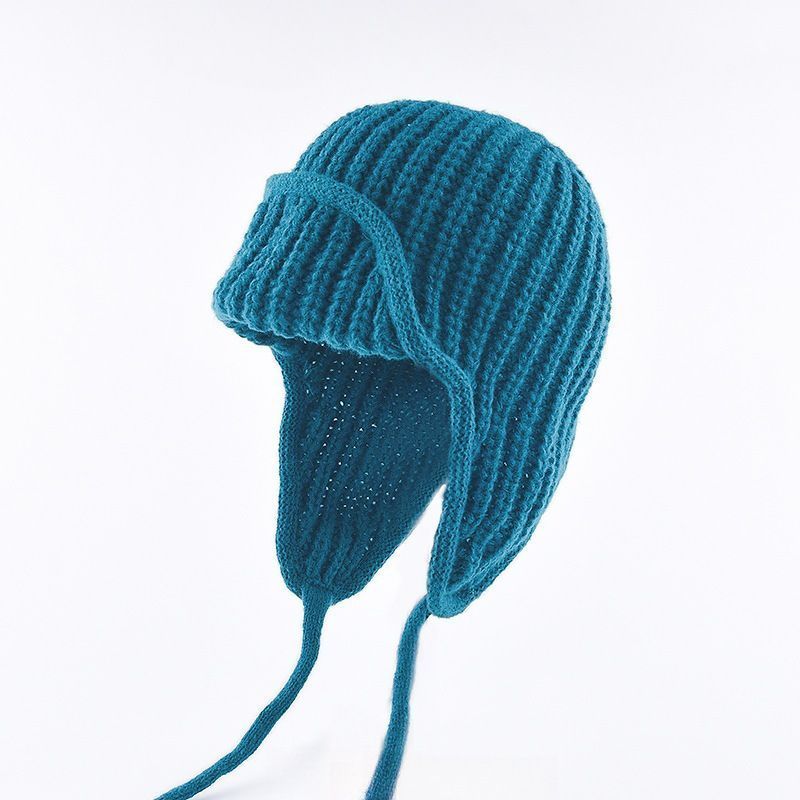 Women Plain Aviator Hat with Earflaps Lake Blue