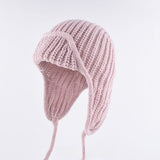 Women Plain Aviator Hat with Earflaps Pink