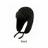 Women Sherpa Aviator Beanie - Warm Earflap Knit Hat Black