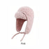 Women Sherpa Aviator Beanie - Warm Earflap Knit Hat Pink