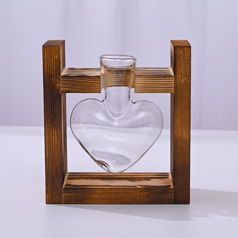HydroponicWoodenFramewithSnap-On-Heart-ShapedSingleBottle