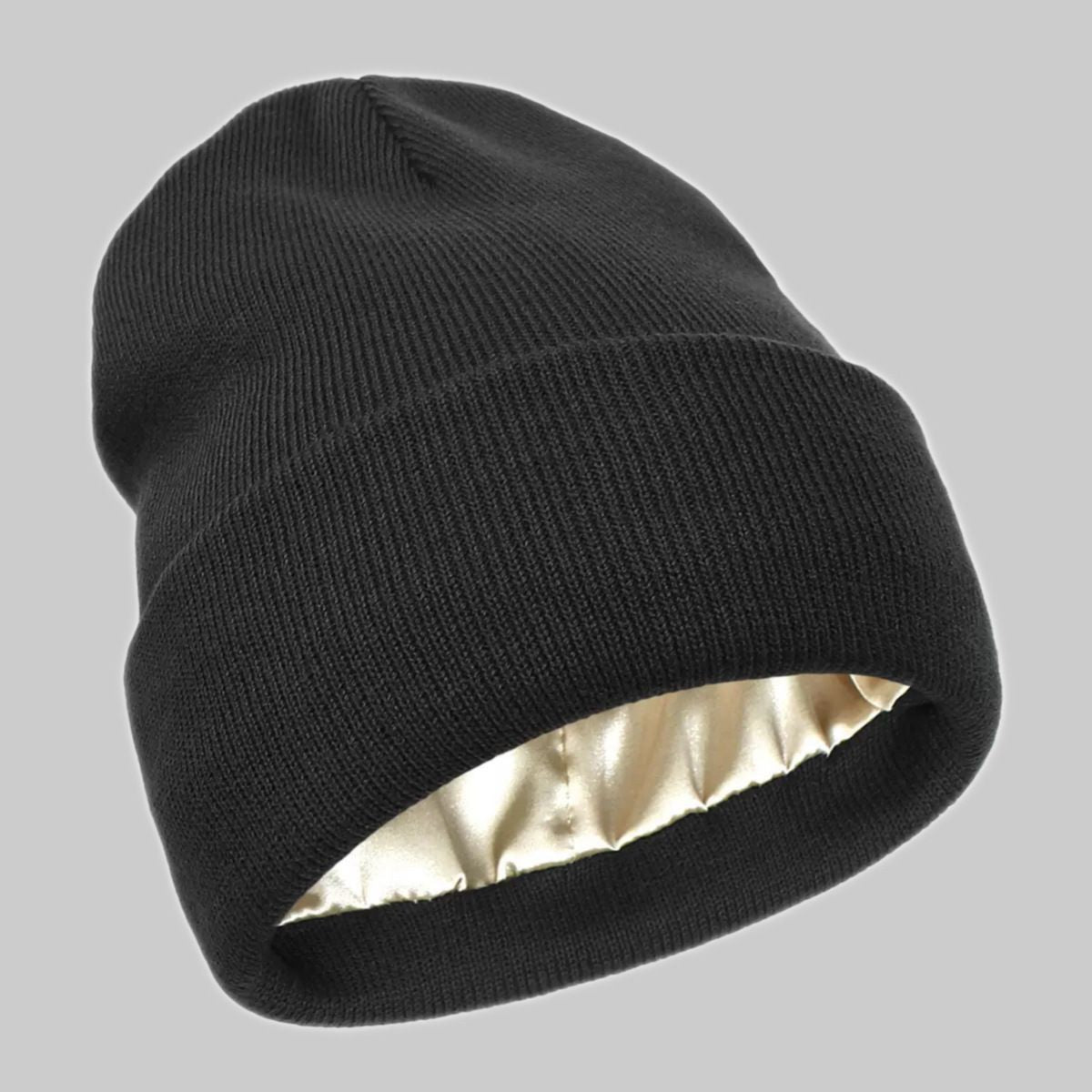 2Pcs Knit Beanie Black 01