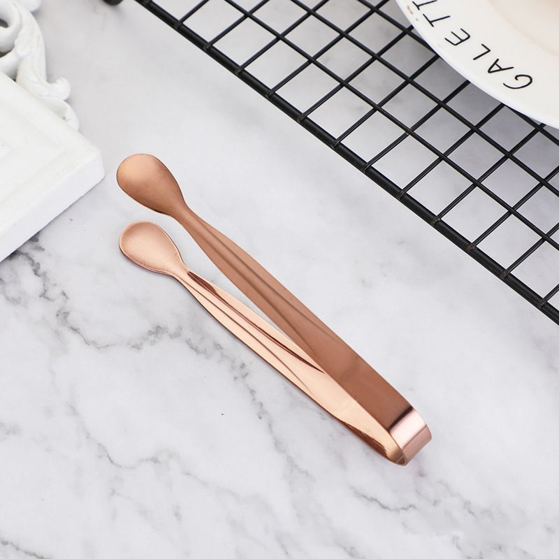 12Pcs Stainless Steel Square Candy Tongs, Food Serving Clips for Party Wedding Salad Bar Kitchen Household Use-Rose gold 04